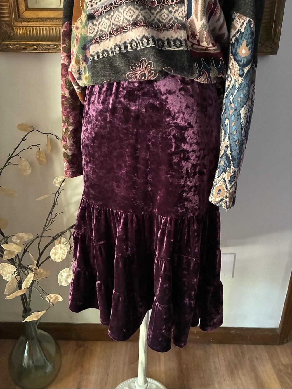 Purple Velvet Whimsigoth Layered Skirt Size Large